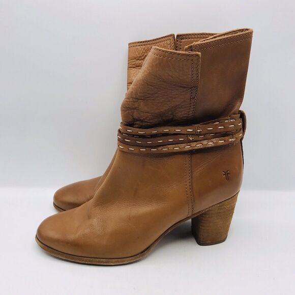 Frye Women’s Ankle Boot Tan Leather Slip On Classic Date Night Size 9.5 B - Picture 4 of 13
